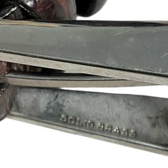 Tulliani Italian Calfskin Leather Belt Silver Solid Brass Buckle Made in Italy - Picture 11 of 15
